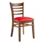 Lancaster Table & Seating Vintage Finish Wood Ladder Back Chair with Dark Brown Vinyl Seat - Detached Seat
