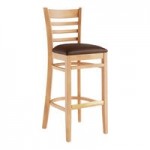 Lancaster Table & Seating Vintage Finish Wood Ladder Back Chair with Dark Brown Vinyl Seat - Detached Seat