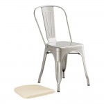 Lancaster Table & Seating Alloy Silver Indoor Cafe Chair with Tan Fabric Magnetic Cushion
