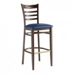 Lancaster Table & Seating Spartan Metal Ladder Back Chair with Dark Walnut Wood Grain Finish and Navy Vinyl Seat - Assembled Lancaster Table & Seating Spartan Metal Ladder Back Chair with Dark Walnut Wood Grain Finish and Navy Vinyl Seat - Assembled