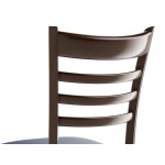 Lancaster Table & Seating Spartan Metal Ladder Back Chair with Dark Walnut Wood Grain Finish and Navy Vinyl Seat - Assembled Lancaster Table & Seating Spartan Metal Ladder Back Chair with Dark Walnut Wood Grain Finish and Navy Vinyl Seat - Assembled