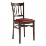 Lancaster Table & Seating Spartan Metal Ladder Back Chair with Dark Walnut Wood Grain Finish and Navy Vinyl Seat - Assembled Lancaster Table & Seating Spartan Metal Ladder Back Chair with Dark Walnut Wood Grain Finish and Navy Vinyl Seat - Assembled