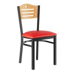 Lancaster Table & Seating Black Finish Side Chair with Red Vinyl Seat and Natural Wood Back - Detached Seat Lancaster Table & Seating Black Finish Side Chair with Red Vinyl Seat and Natural Wood Back - Detached Seat