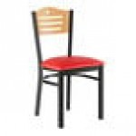 Lancaster Table & Seating Black Finish Side Chair with Red Vinyl Seat and Natural Wood Back - Detached Seat Lancaster Table & Seating Black Finish Side Chair with Red Vinyl Seat and Natural Wood Back - Detached Seat
