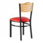 Lancaster Table & Seating Black Finish Side Chair with Red Vinyl Seat and Natural Wood Back - Detached Seat Lancaster Table & Seating Black Finish Side Chair with Red Vinyl Seat and Natural Wood Back - Detached Seat