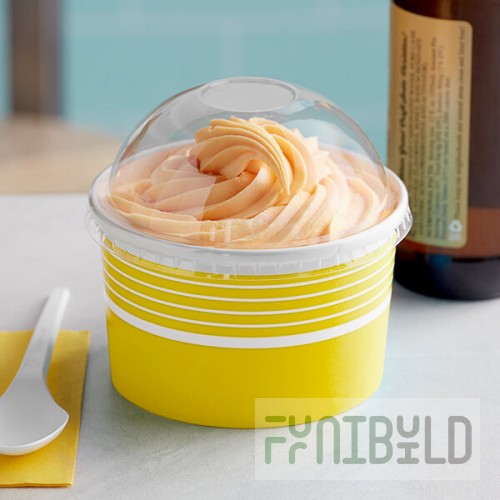 Choice 16 oz. Yellow Paper Frozen Yogurt / Food Cup With Dome Lid - 50/Case