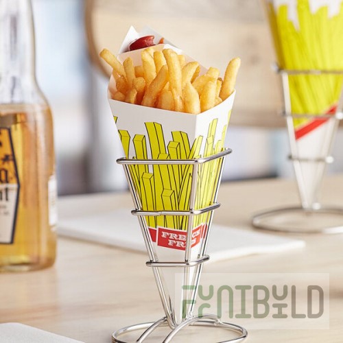 Carnival King 10 oz. Square French Fries Cardboard Fry Cone - 100/Pack