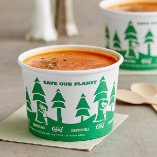 EcoChoice Compostable Paper Food Cup with Tree Design 16 oz. - 25/Pack