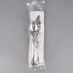 WNA Comet REFKIT3 Reflections Wrapped Stainless Steel Look Extra Heavy Weight Plastic Fork, Knife, Spoon, Salt, and Pepper with 2-Ply Napkin - 100/Case WNA Comet REFKIT3 Reflections Wrapped Stainless Steel Look Extra Heavy Weight Plastic Fork, Knife, Spoon, Salt, and Pepper with 2-Ply Napkin - 100/Case