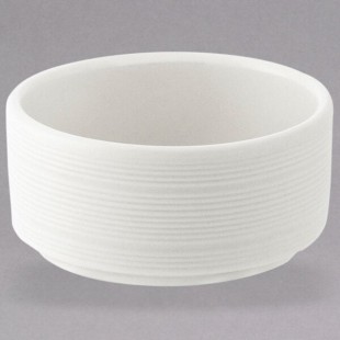 Luzerne Manhattan by Oneida 1880 Hospitality L5650000941 1.38 oz. Round Warm White Porcelain Butter / Sauce Dish - 144/Case