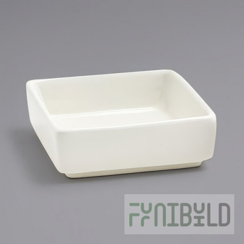 Front of the House Catalyst 2.5 oz. European White Square Porcelain Ramekin - 24/Case