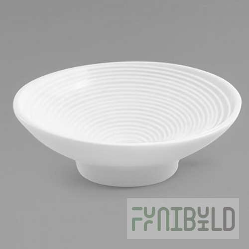 Front of the House Spiral 3 oz. Superwhite Round Porcelain Ramekin - 12/Case