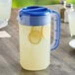 Choice 80 oz. Polypropylene Beverage Pitcher with Blue Lid and Handle