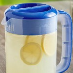 Choice 80 oz. Polypropylene Beverage Pitcher with Blue Lid and Handle