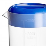 Choice 80 oz. Polypropylene Beverage Pitcher with Blue Lid and Handle