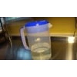 Choice 80 oz. Polypropylene Beverage Pitcher with Blue Lid and Handle