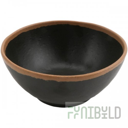 GET Pottery Market 20 oz. Glazed Brown Melamine Bowl with Clay Trim - 12/Case