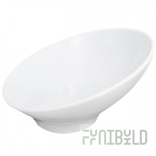 Elite Global Solutions M9 Pappasan White 28 oz. Slanted Melamine Bowl