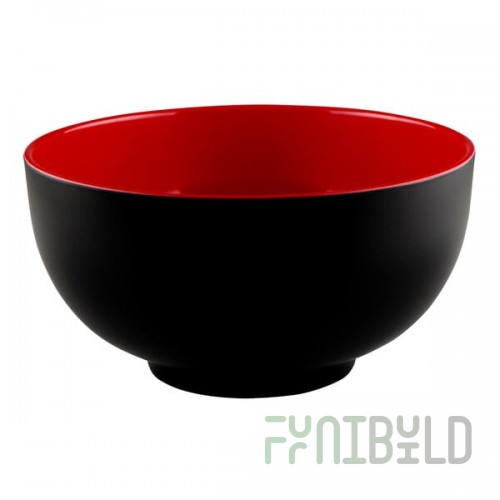 Elite Global Solutions JW642T Karma 2 Qt. Black and Red Round Two-Tone Melamine Bowl - 6/Case