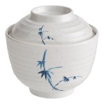 Acopa Biru 9 oz. Round Melamine Miso Bowl with Lid - 12/Case