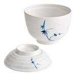 Acopa Biru 9 oz. Round Melamine Miso Bowl with Lid - 12/Case