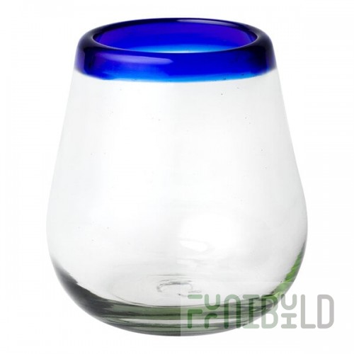 10 Strawberry Street Cobalt Rim 16 oz. Stemless Wine Glass - 6/Case