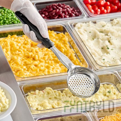 Vollrath 6432620 Jacob's Pride® 6 oz. Black Perforated Round Spoodle® Portion Spoon