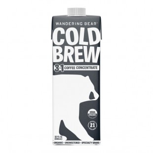 Wandering Bear Organic Straight Black Cold Brew Coffee 3:1 Concentrate 32 fl. oz. - 6/Case Wandering Bear Organic Straight Black Cold Brew Coffee 3:1 Concentrate 32 fl. oz. - 6/Case