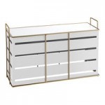 Cal-Mil Empire 8 Qt. Full Size White / Gold Metal Chafer with Lid 22630-15