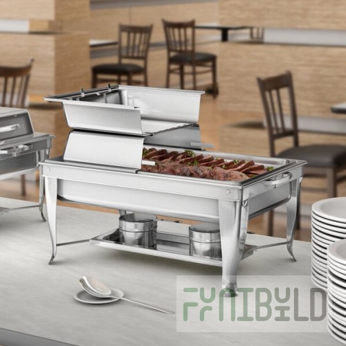 Choice 8 Qt. Full Size Folding Chafer with Stainless Steel Hinged Cover