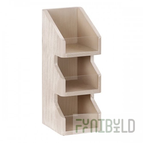 Cal-Mil Newport 3-Tier White-Washed Pine Wood Condiment Organizer - 6