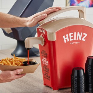 Heinz Keystone 1.5 Gallon Red Plastic Countertop Ketchup Pump Dispenser