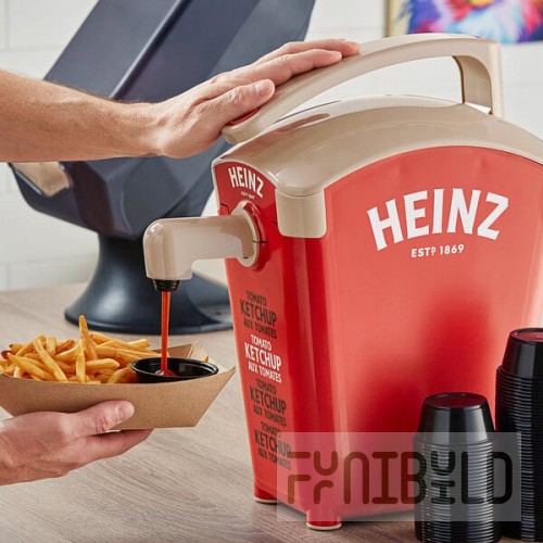 Heinz Keystone 1.5 Gallon Red Plastic Countertop Ketchup Pump Dispenser