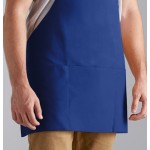Choice Royal Blue Poly-Cotton Front of House Bib Apron with 3 Pockets - 25