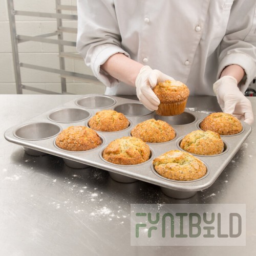 Chicago Metallic 43695 12 Cup 8.2 oz. Glazed Aluminized Steel Jumbo Pecan Roll / Muffin Pan - 13 1/2