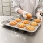 Chicago Metallic 43695 12 Cup 8.2 oz. Glazed Aluminized Steel Jumbo Pecan Roll / Muffin Pan - 13 1/2