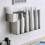 ServSense Extra Tall Adjustable 5-Section Stainless Steel Wall-Mount / Countertop Cup / Lid Holder with Straw Caddy Attachment