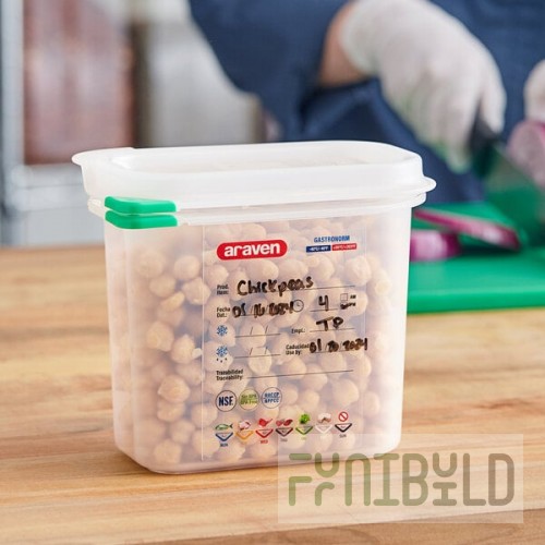Araven 03022 1/9 Size Translucent Polypropylene Food Pan with Airtight Lid - 6