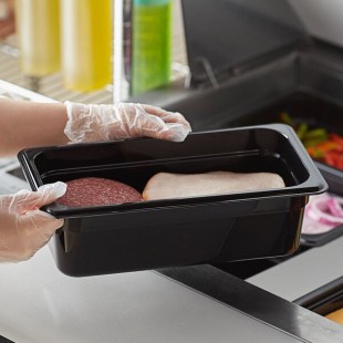 Vigor 1/3 Size Black Polycarbonate Food Pan - 4 Vigor 1/3 Size Black Polycarbonate Food Pan - 4