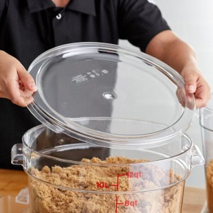 Cambro 12, 18, and 22 Qt. Clear Round Polycarbonate Food Storage Container Lid RFSCWC12135 - 6/Case Cambro 12, 18, and 22 Qt. Clear Round Polycarbonate Food Storage Container Lid RFSCWC12135 - 6/Case