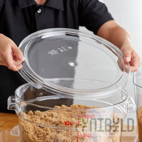 Cambro 12, 18, and 22 Qt. Clear Round Polycarbonate Food Storage Container Lid RFSCWC12135 - 6/Case