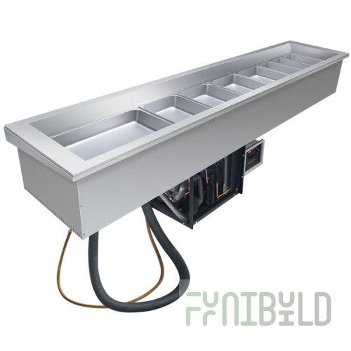 Hatco CWBP-S4SLANT Four Pan Slanted Slim Drop-In Refrigerated Cold Food Well - 120V