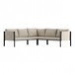 Flash Furniture Lea Black Steel Frame Sectional with Beige Cushions and Storage Pockets