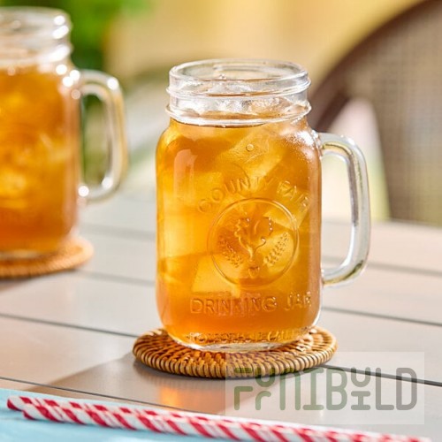 Libbey 97085 16 oz. Customizable County Fair Drinking Jar / Mason Jar with Handle - 12/Case