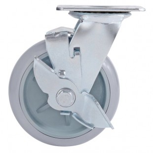Lavex Swivel Plate Caster with Brake for Small Housekeeping Carts Lavex Swivel Plate Caster with Brake for Small Housekeeping Carts