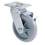 Lavex Swivel Plate Caster with Brake for Small Housekeeping Carts Lavex Swivel Plate Caster with Brake for Small Housekeeping Carts