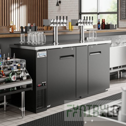 Avantco UDD-3-HC (2) Four Tap Kegerator Beer Dispenser - Black, (3) 1/2 Keg Capacity