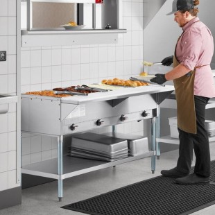 ServIt GST-4WE-NG Four Pan Open Well Natural Gas Steam Table with Undershelf - 14,000 BTU ServIt GST-4WE-NG Four Pan Open Well Natural Gas Steam Table with Undershelf - 14,000 BTU