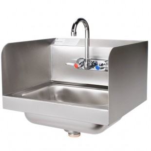 Advance Tabco 7-PS-66 Hand Sink with Splash Mounted Gooseneck Faucet and Side Splash Guards - 17 1/4 Advance Tabco 7-PS-66 Hand Sink with Splash Mounted Gooseneck Faucet and Side Splash Guards - 17 1/4