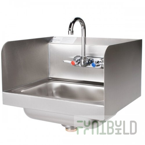 Advance Tabco 7-PS-66 Hand Sink with Splash Mounted Gooseneck Faucet and Side Splash Guards - 17 1/4